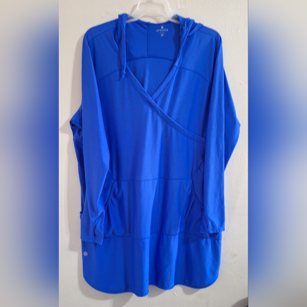 Athleta  Women's Blue Hooded Tunic Size 2X